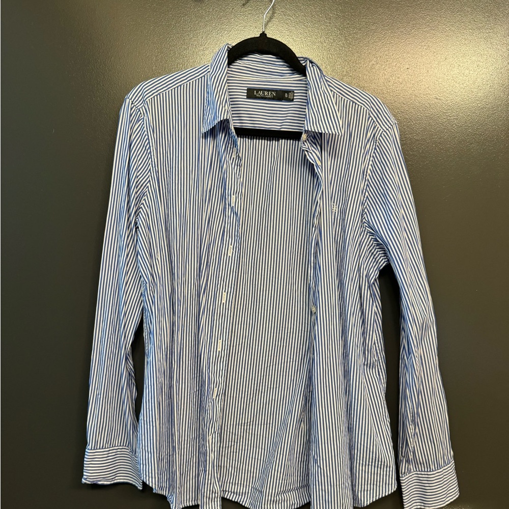 Ralph Lauren Blue and White Casual Button Down Shirt